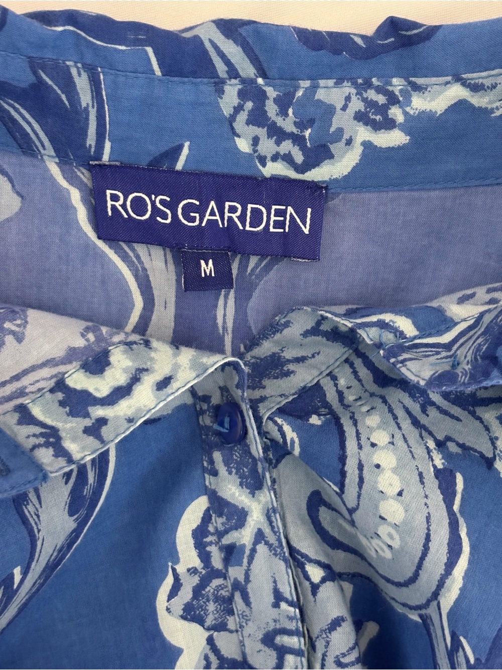 Ro's Garden Blue Floral Tiered Romy Mini Dress Medium Summer Resortwear - Picture 6 of 8